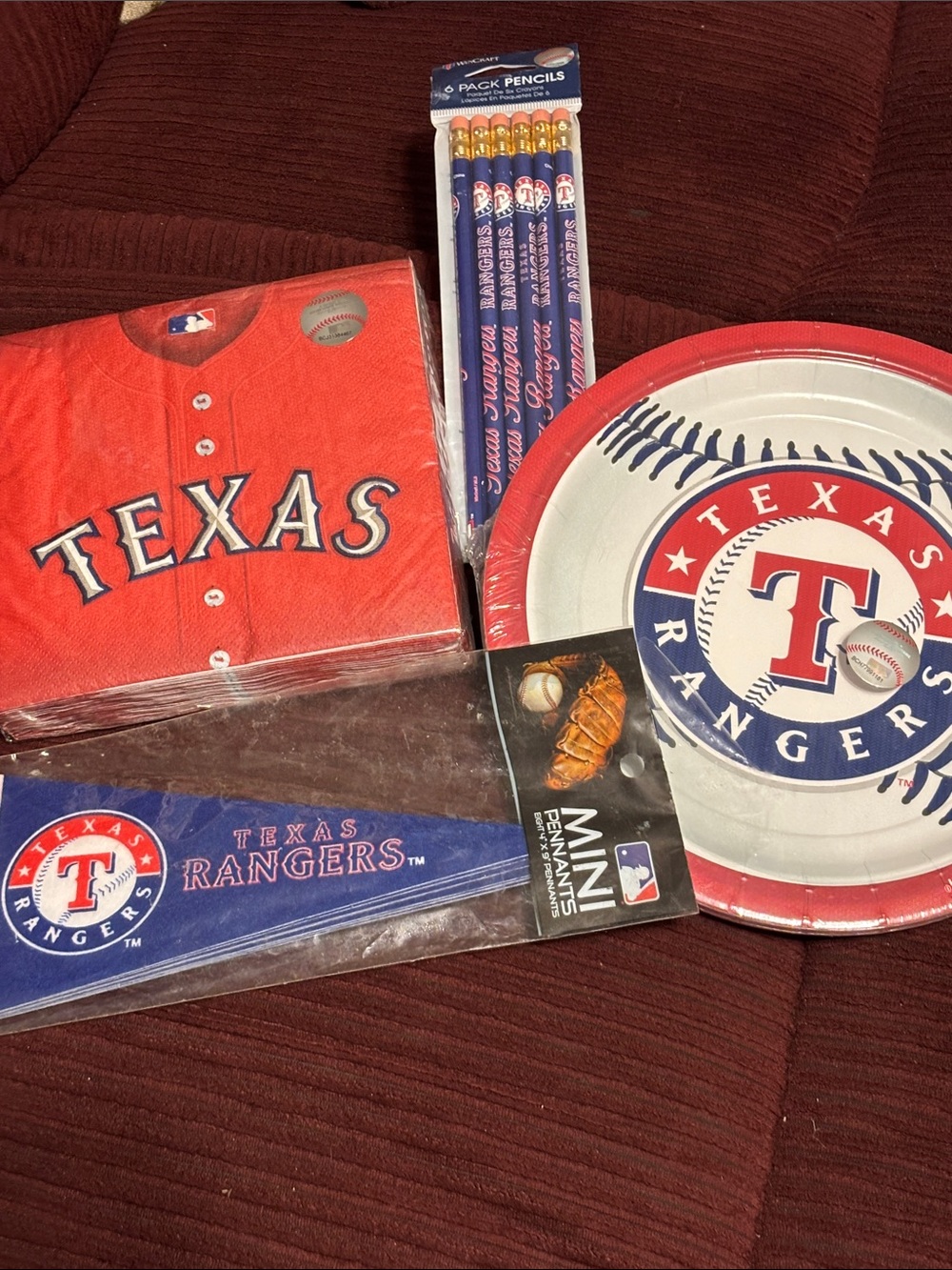 Amscan Texas Rangers Red and Blue Party Tableware Set